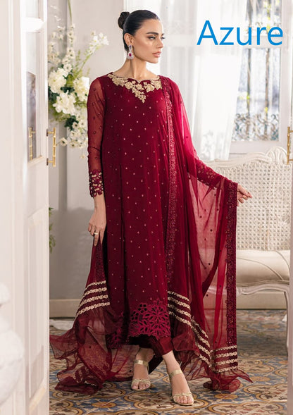 Asra: 3Piece Semi Pure Chiffon with Sequence Embroidery