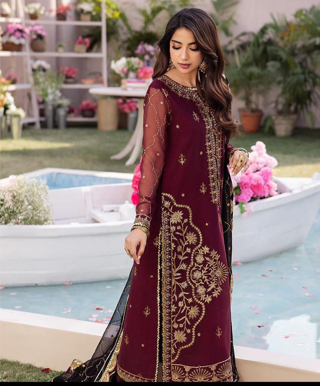 Asim Jofa: 3Piece Formal Chiffon Heavy Embroidery & Ready-to-Wear