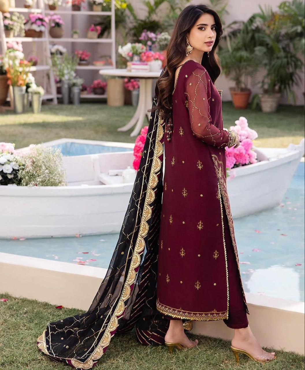 Asim Jofa: 3Piece Formal Chiffon Heavy Embroidery & Ready-to-Wear