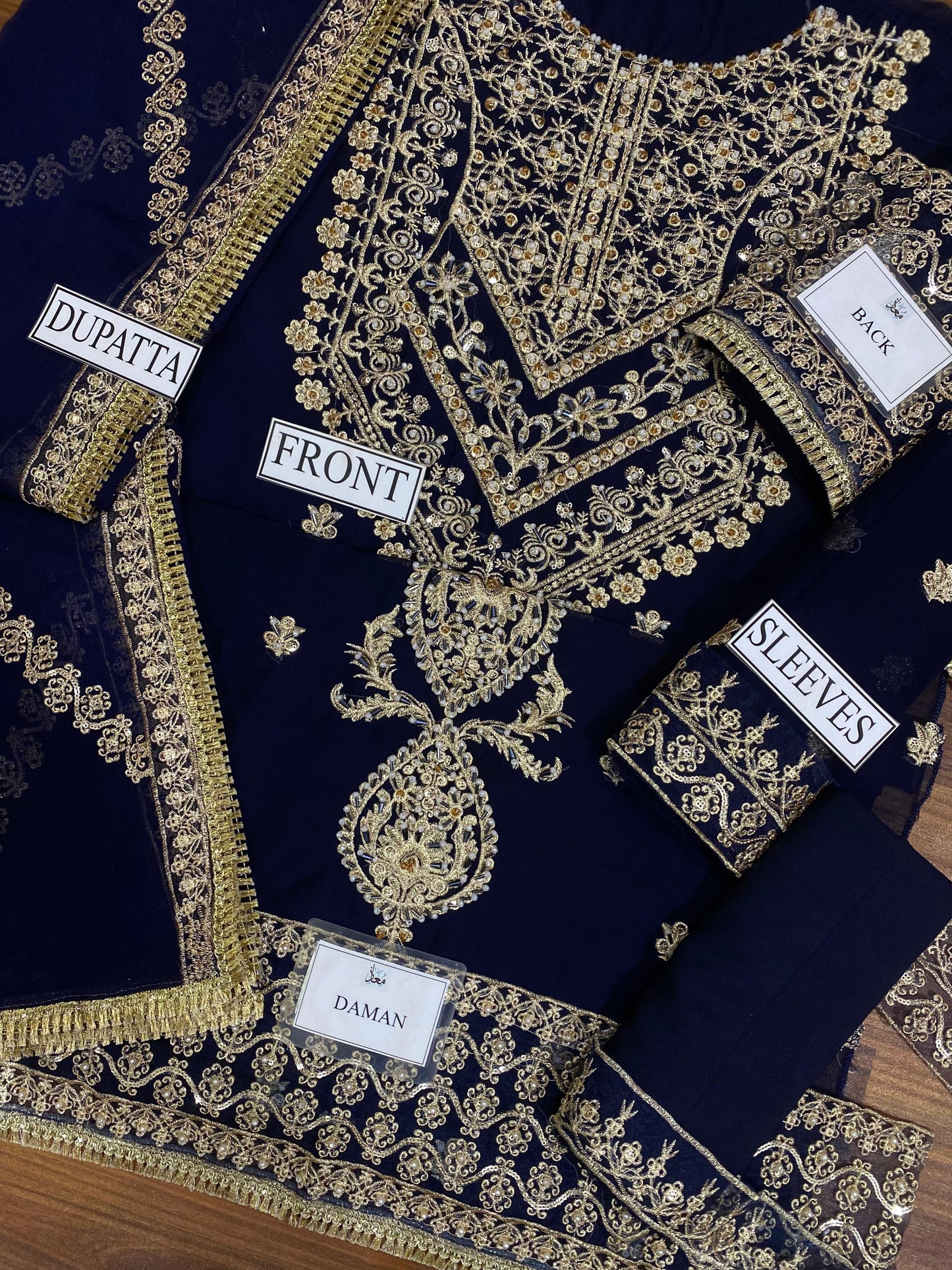 Asim jofa: 3Piece Chiffon heavy embroided & Malai trouser