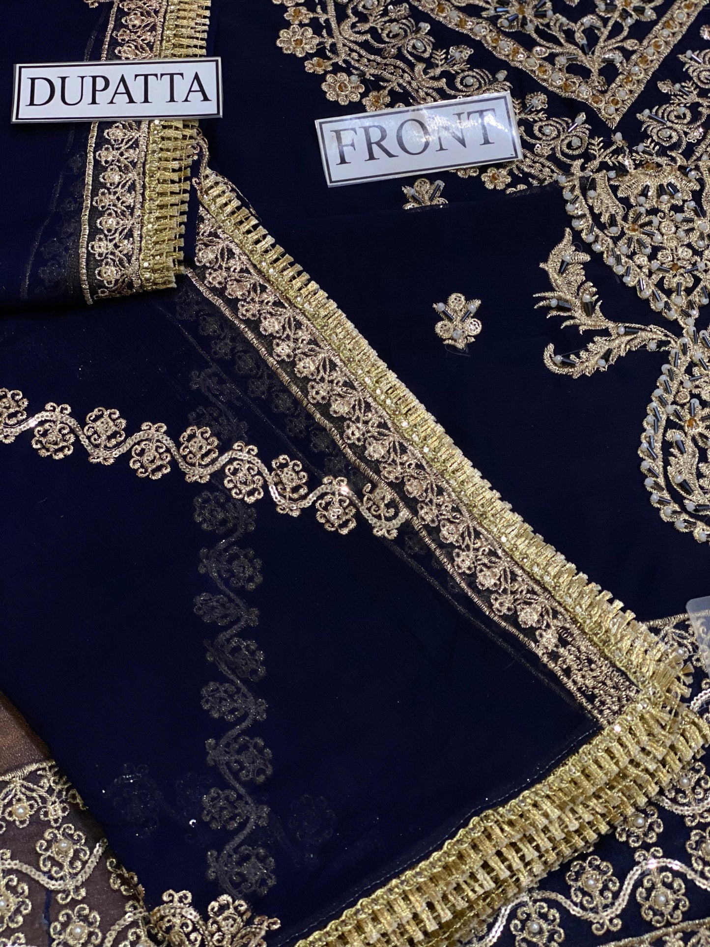 Asim jofa: 3Piece Chiffon heavy embroided & Malai trouser