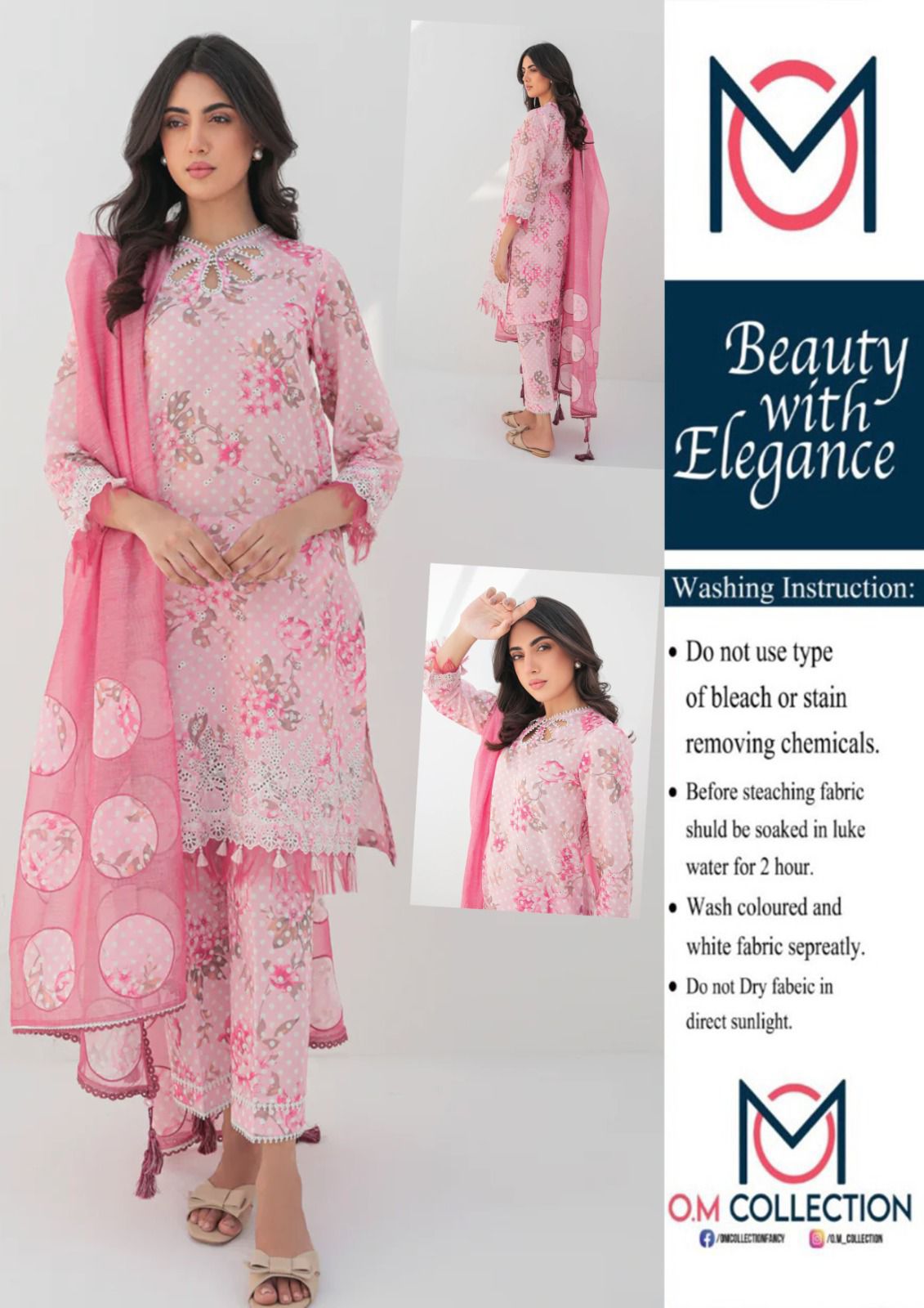 Jazmin: 3Piece Lawn Exquisite Chikenkari and Embroidered